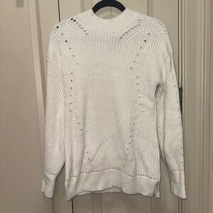 Abercrombie & Fitch White Cowl Neck Sweater with Ribbed Details